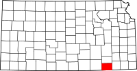 Map of Kansas highlighting Chautauqua County