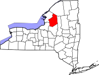 Map of New York highlighting Lewis County