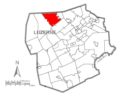 Map of Luzerne County highlighting Lake Township