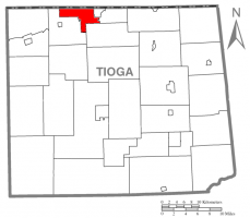 Map of Tioga County Highlighting Osceola Township