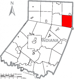Map of Indiana County, Pennsylvania Highlighting Montgomery Township
