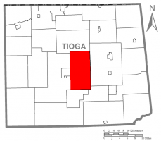Map of Tioga County with Charleston Township highlighted