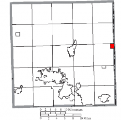 Location of Orangeville in Trumbull County