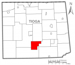 Map of Tioga County Highlighting Duncan Township