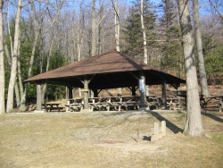 One of the pavilions built by the CCC at  Black Moshannon State Park in Rush Twp.