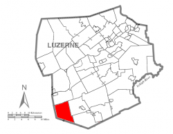 Map of Luzerne County highlighting Black Creek Township