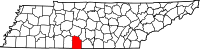 Map of Tennessee highlighting Giles County