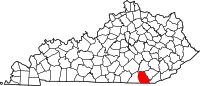 Map of Kentucky highlighting Whitley County