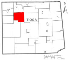 Map of Tioga County Highlighting Chatham Township