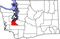 Map of Washington highlighting Thurston County