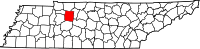 Map of Tennessee highlighting Dickson County