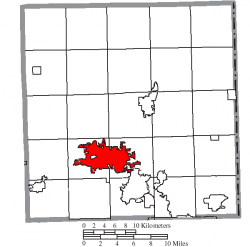 Location of Warren in Trumbull County