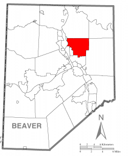 Map of Beaver County, Pennsylvania highlighting Daugherty Township
