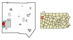 Location of Sharon in Mercer County, Pennsylvania.