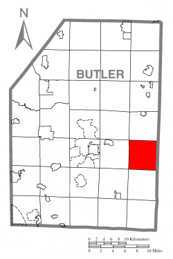 Map of Butler County, Pennsylvania highlighting Clearfield Township