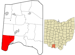 Location in Adams County and the state of Ohio.