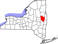 Map of New York highlighting Saratoga County