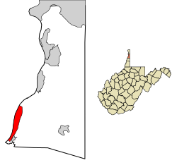 Location of Beech Bottom in Brooke County, West Virginia.