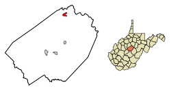 Location of Burnsville in Braxton County, West Virginia.