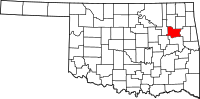 Map of Oklahoma highlighting Wagoner County