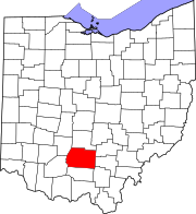 Map of Ohio highlighting Ross County