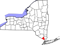 Map of New York highlighting Rockland County