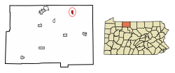Location of Eldred in McKean County, Pennsylvania.