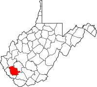 Map of West Virginia highlighting Logan County
