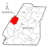 Map of Somerset County, Pennsylvania Highlighting Jefferson Township
