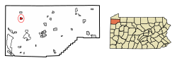 Location of Conneautville in Crawford County, Pennsylvania.