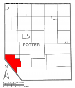 Map of Potter County, Pennsylvania highlighting Portage Township