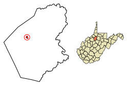 Location of West Union in Doddridge County, West Virginia.