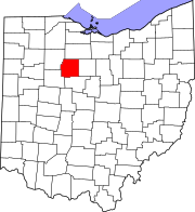 Map of Ohio highlighting Wyandot County