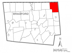 Map of Bradford County with Warren Township highlighted
