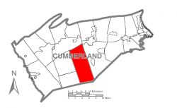 Map of Cumberland County, Pennsylvania highlighting Dickinson Township