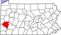 Map of Pennsylvania highlighting Allegheny County