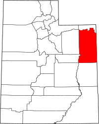 Map of Utah highlighting Uintah County