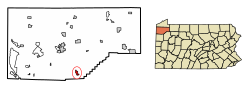 Location of Cochranton in Crawford County, Pennsylvania.