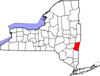 Map of New York highlighting Columbia County