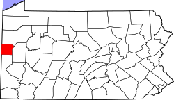 Location of Lawrence County in Pennsylvania