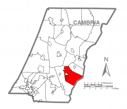 Map of Cambria County, Pennsylvania highlighting Portage Township