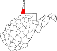 Map of West Virginia highlighting Marshall County