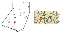 Location of Homer City in Indiana County, Pennsylvania.