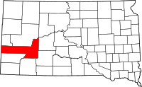 Map of South Dakota highlighting Pennington County