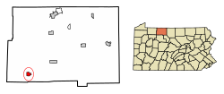Location of Kane in McKean County, Pennsylvania.