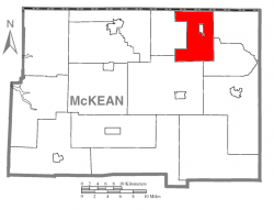 Map of McKean County, Pennsylvania highlighting Eldred Township