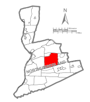 Map of Northumberland County, Pennsylvania highlighting Shamokin Township
