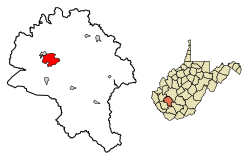 Location of Madison in Boone County, West Virginia.