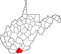Map of West Virginia highlighting Mercer County