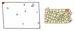 Location of Little Meadows in Susquehanna County, Pennsylvania.